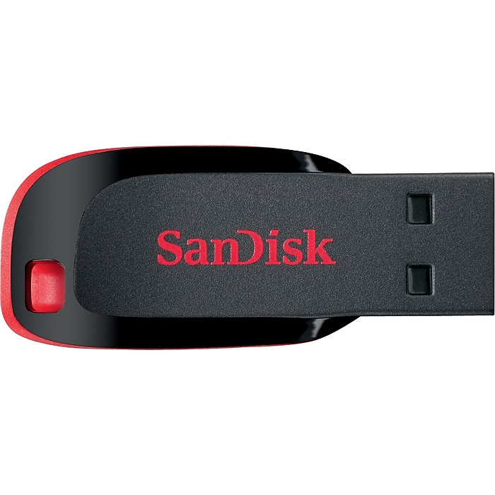 SanDisk Cruzer Blade 128GB USB 2.0 Type A Flash Drive, Black/Red