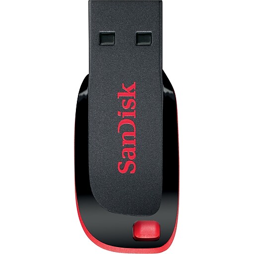 SanDisk Cruzer Blade 128GB USB 2.0 Type A Flash Drive, Black/Red