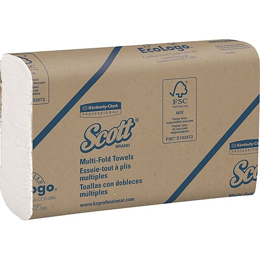 Scott® 1Ply Multifold Paper Towels, 250 Sheets/Pack, 16 Packs/Case