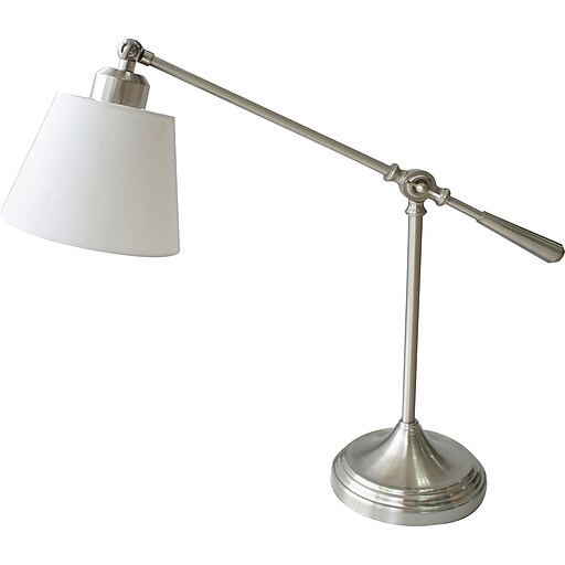 Adesso Fabric Shade Balance Arm Desk Lamp, Brushed Steel Finish, 19"H