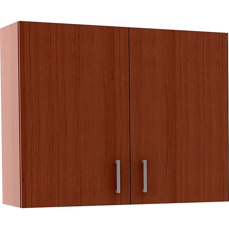 Safco 30"H Modular Break Room Breakroom Wall Cabinet, Mahogany/Slate (1700MH) image 1