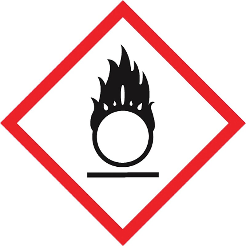 Accuform GHS Pictogram Label, FLAME OVER CIRCLE, 1" x 1", Adhesive-Poly, 250/Roll (LZH602EV2) image 1