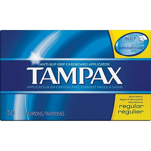 Tampax Cardboard Applicator Tampons, Regular, 10/Box Staples