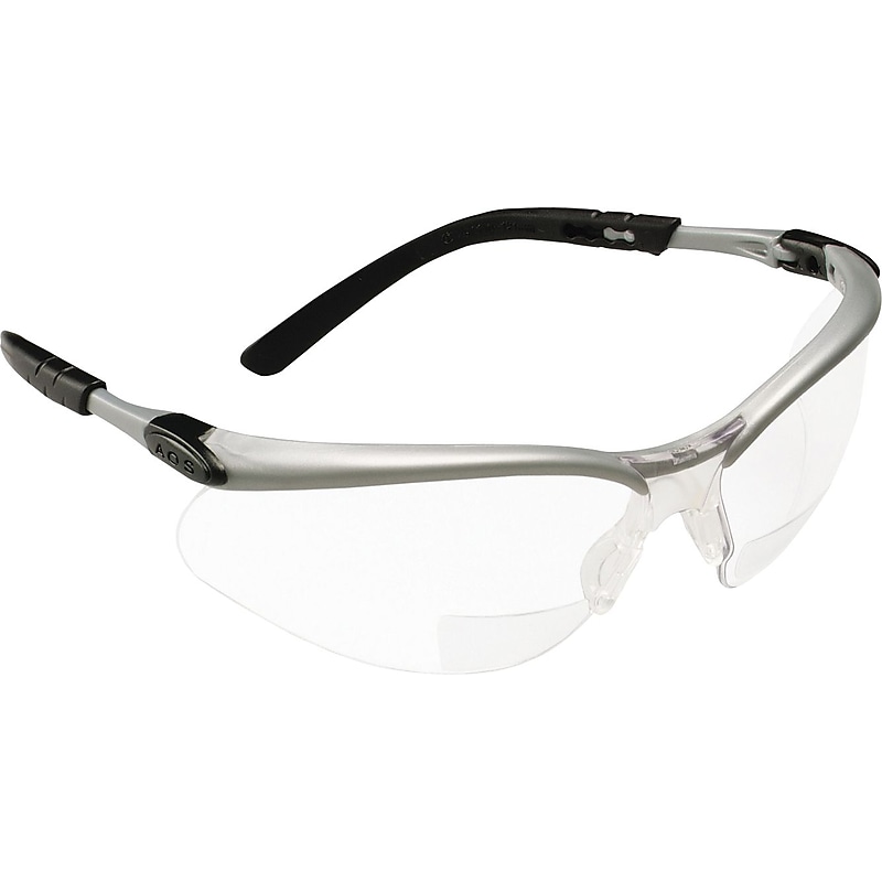 3M Occupational Health & Env Safety Silver & Black Frame Safety Glasses, Gray image 1
