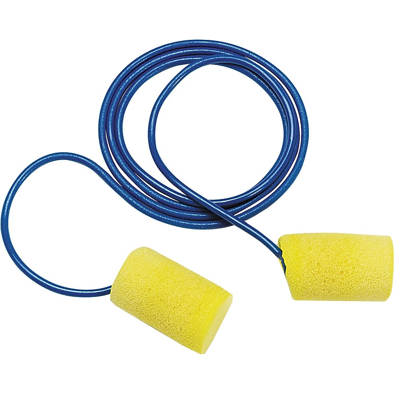 3M Occupational Health & Env Safety Uncorded Earplugs, NRR 33 dB, Yellow/Blue, 200/Box (3111105) image 1