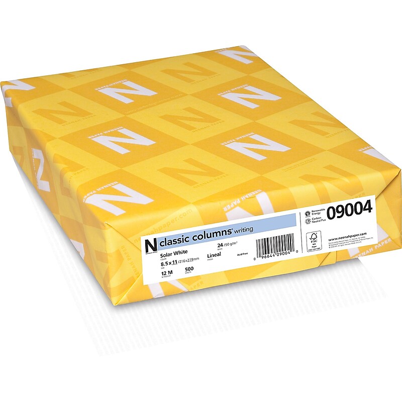 CLASSIC COLUMNS® Writing Paper, 8 1/2" x 11", 24 lb., Linear Pattern, Solar White, 500/Ream image 1