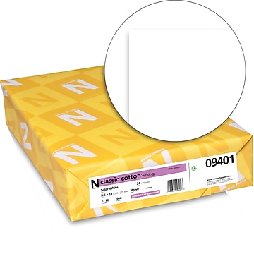 Neenah Paper Classic COTTON® 8 1/2" x 11" 24 lbs. Writing Wove Paper, Solar White, 500/Ream