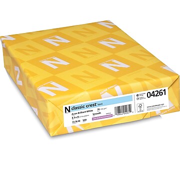 CLASSIC CREST® Paper, 8 1/2" x 11", 70 lb., Smooth Paper, Avon Brilliant White, 500/Ream