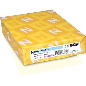 CLASSIC CREST® Paper, 8 1/2" x 11", 70 lb., Smooth Finish, Natural White, 500/Ream