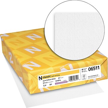 Neenah Paper Classic 8.5" x 11" Business Paper, 24 lbs., Avon Brilliant White with Laid Finish, 500 Sheets/Ream (06511)