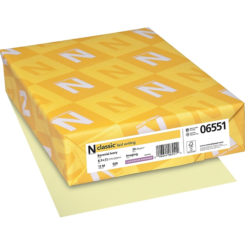 CLASSIC® Laid Writing Paper, 8 1/2" x 11" 24 lbs., Laid Finish, Baronial Ivory, 500/Ream image 1