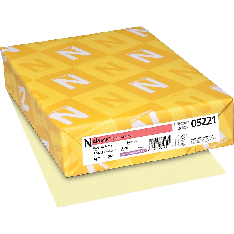 Neenah Paper Classic® 8 1/2" x 11" 24 lbs. Linen Writing Paper, Baronial Ivory, 500/Ream image 1