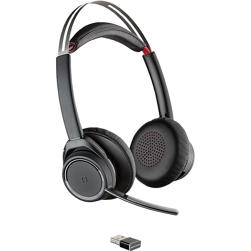 Poly Voyager Focus MS Active Noise Cancelling Bluetooth On Ear Phone & Computer Headset, Black/Gray (202652-102) image 1