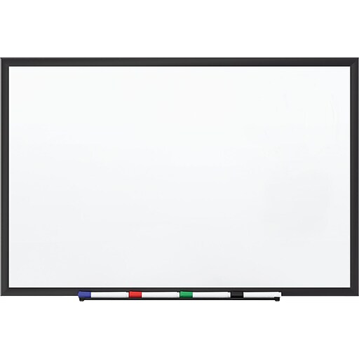 Staples Standard Durable Magnetic Steel Whiteboard, Black Aluminum 2' x 1.5' (52477/28687) | Staples