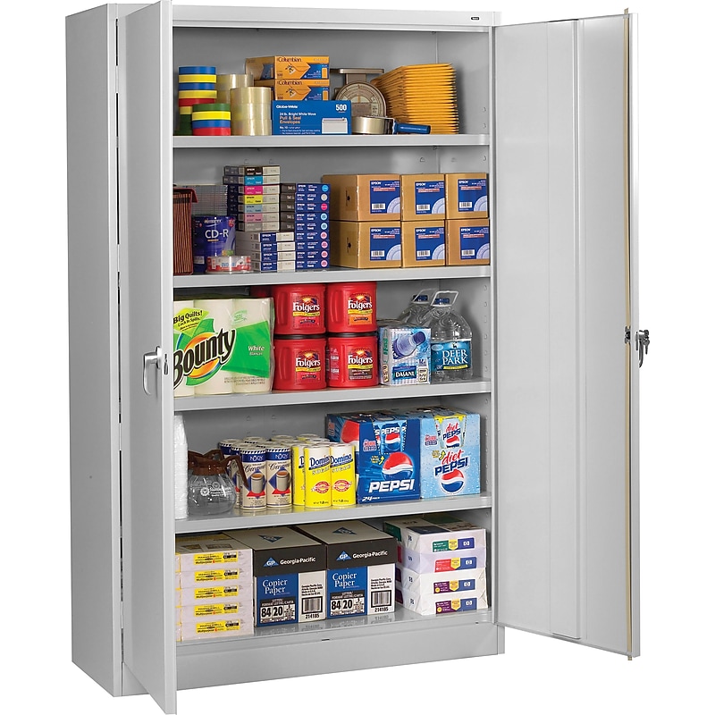Tennsco Jumbo 78"H Steel Storage Cabinet with 5 Shelves, Light Gray (TNN-J1878SULGY) image 1