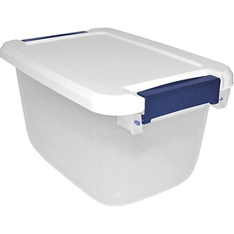 Hefty 6.5 Qt. Latch Lid Storage Tote, Clear/White, 8/Pack (7099-010000044)