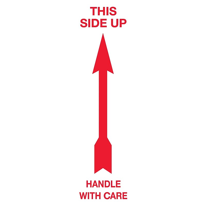 Tape Logic Up - Handle With Care Shipping Label, 2 1/2" x 7", 500/Roll image 1