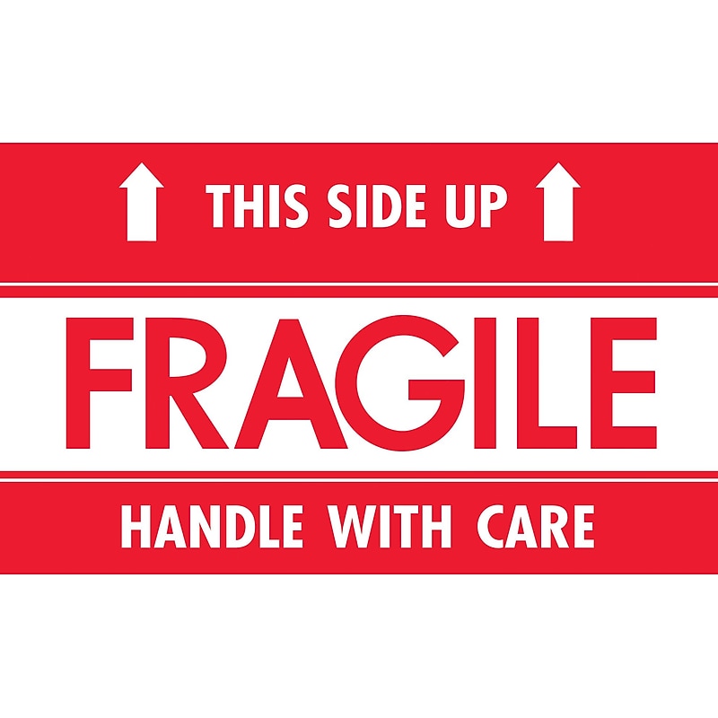 PACKAGING MAX "Fragile This Side Up" Staples Shipping Label, 3" x 5", 500 Labels/Roll (SCL521) image 1