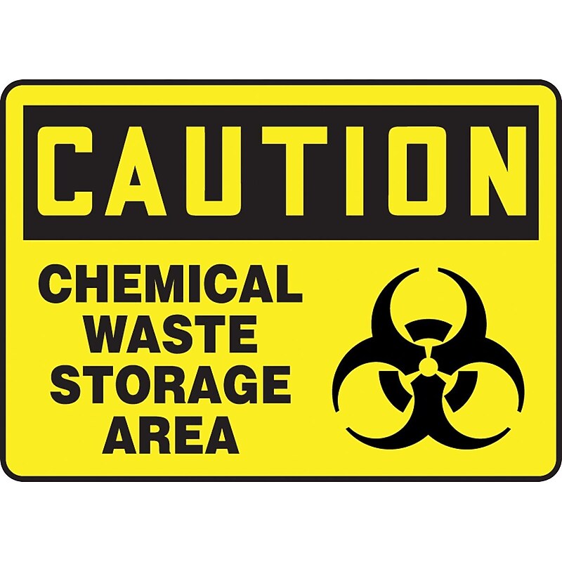 Accuform Safety Sign, CAUTION CHEMICAL WASTE STORAGE AREA, 10" x 14", Adhesive Vinyl (MBHZ605VS) image 1
