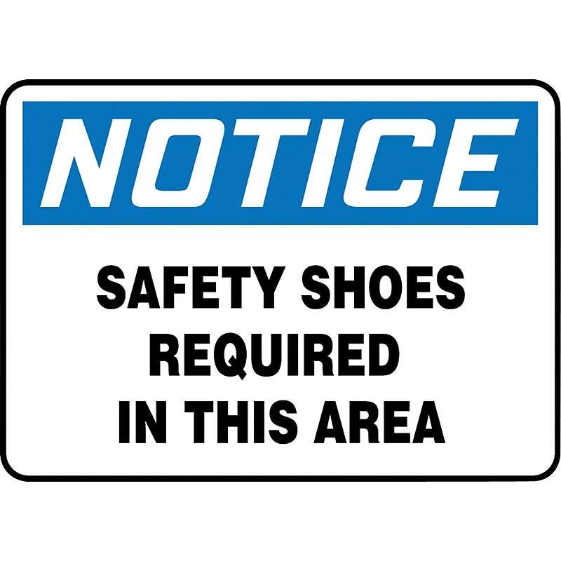 Accuform Safety Sign, NOTICE SAFETY SHOES REQUIRED IN THIS AREA, 7" x 10", Adhesive Vinyl (MPPE863VS) image 1