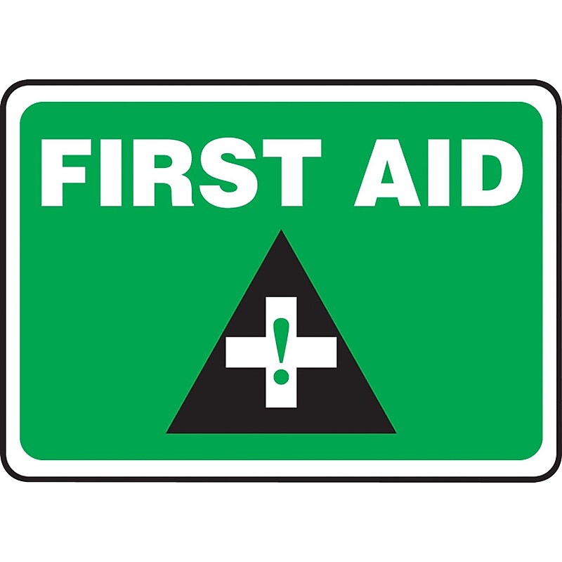 Accuform Safety Sign, FIRST AID, 7" x 10", Adhesive Vinyl (MFSD543VS) image 1
