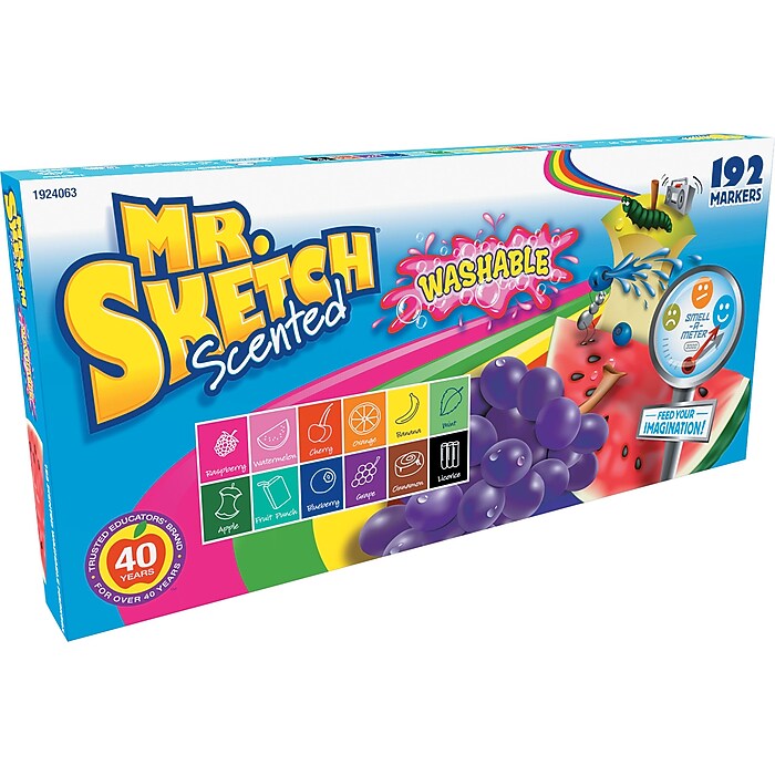 Mr. Sketch Scented Washable Markers, Chisel Tip, Assorted, 192