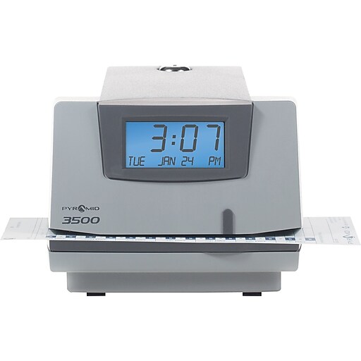Pyramid 3500 Digital Time Clock & Date Stamp, Grey (3500) Staples