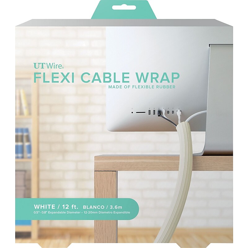 UT Wire 12' Flexi Cable Wrap, White (UTW-FCW12-WH) image 1