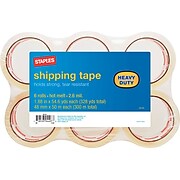 Staples® Heavy Duty Shipping Packing Tape, 1.88" x 54.6 Yds, Clear, 6/Rolls