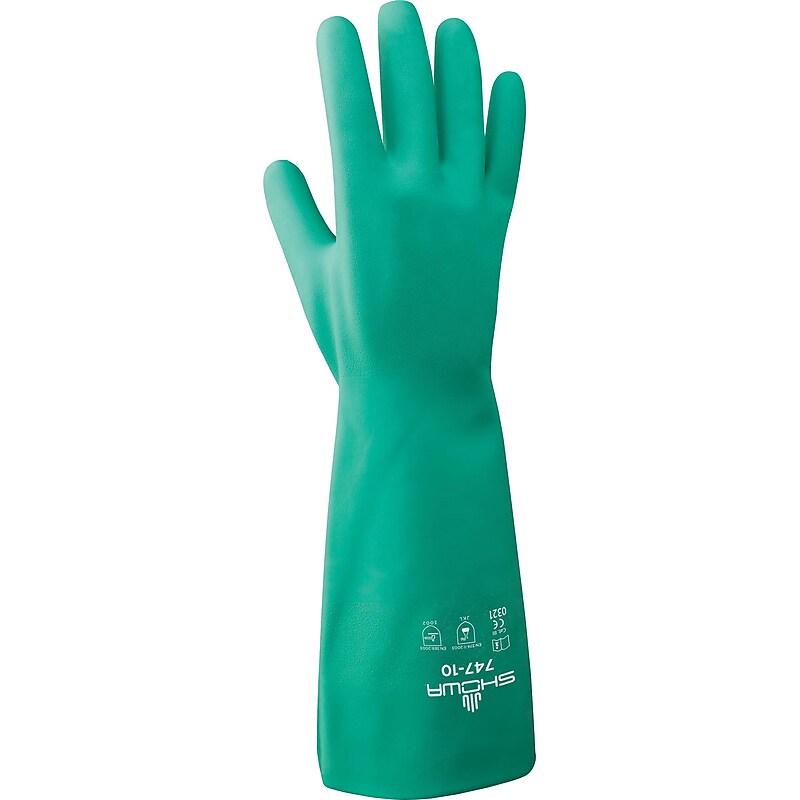 SHOWA® Chemical Resistant Unlined Nitrile Gloves, Size 9, 6 Pair image 1