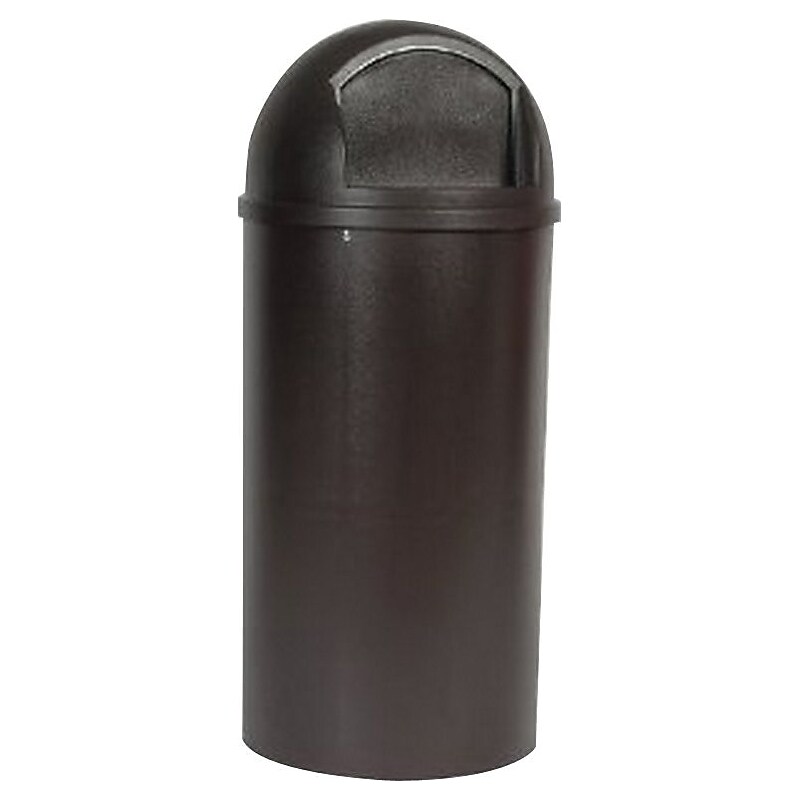 Rubbermaid Marshal Classic Container, Round, Polyethylene, 15 Gallon, Brown image 1