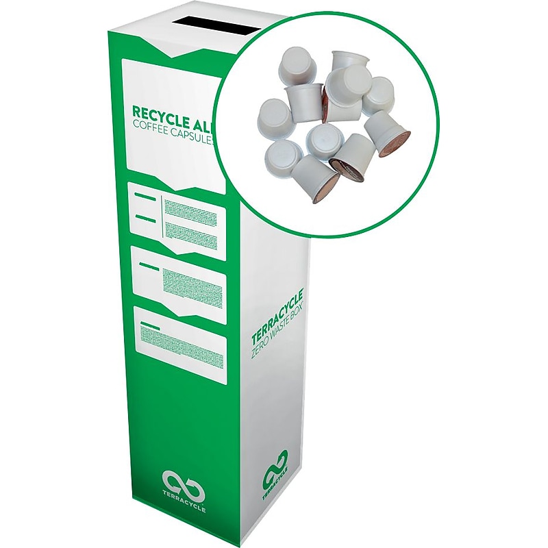 TerraCycle Cardboard Coffee Capsules Recycling Box, 10.5 Gallon, White and Green (171) image 1