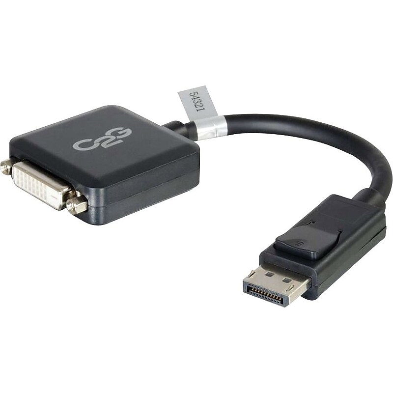 Cables to Go 8in DisplayPort™ to Single Link DVI-D Adapter Converter for Laptops and PCs, Black (54321) image 1