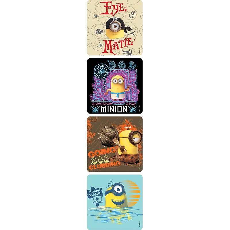 SandyLion Minions Stickers, 250 per Roll, Assorted Colors, 2.5'' Diameter (MM8003) image 1