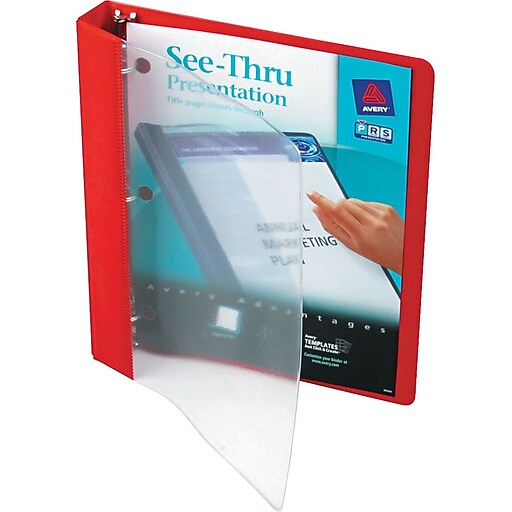 Avery see thru standard 1 3 ring flexible poly binder red with