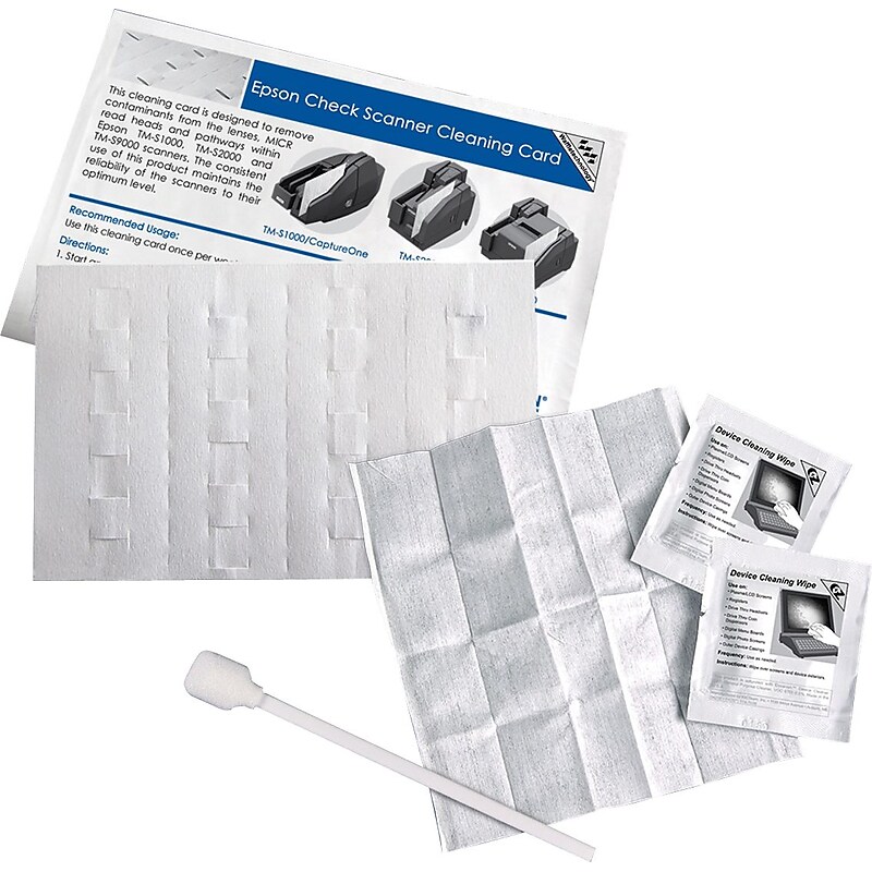Epson Check Scanner Cleaning Kit, 16 Cards, 4 Wipes and 4 Swabs per Kit image 1