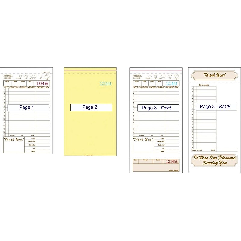 Alliance T4997-3SP, 3part, Carbonless, Tan, 15 Line, Guest Checks, Case of 2000 image 1