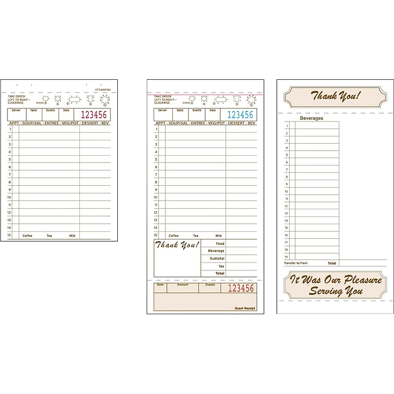Alliance T4997SP, 2part, Carbonless, Tan, 15 Line, Guest Checks, Case of 2000 image 1