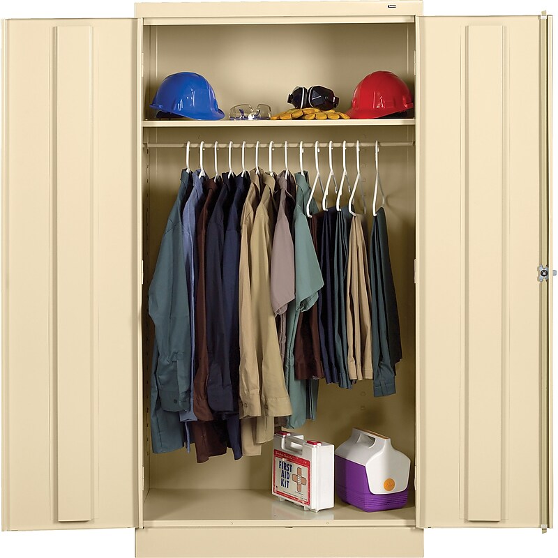 Tennsco Standard Wardrobe Cabinet, 1-Shelf and Coat Rod, Putty, 72"H x 36"W x 24"D image 1