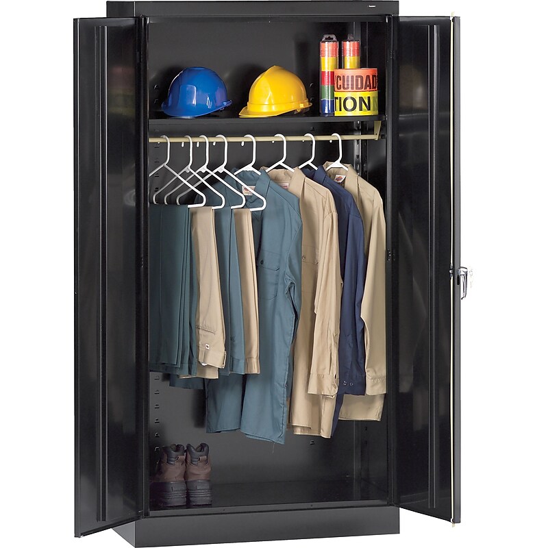 Tennsco Standard Wardrobe Cabinet, 1-Shelf and Coat Rod, Black, 72"H x 36"W x 24"D image 1