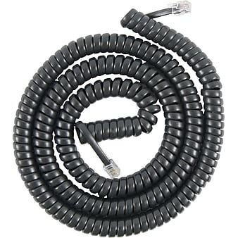 Power Gear 27639 12' Coiled Telephone Line Cord, Black