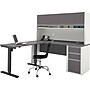 Bestar Connexion 72"W L-Desk with Hutch & Electric Height-Adjustable Desk, Slate/Sandstone (93886-59)~#|#~s0992025_sc7