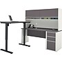 Bestar Connexion 72"W L-Desk with Hutch & Electric Height-Adjustable Desk, Slate/Sandstone (93886-59)~#|#~s0992026_sc7
