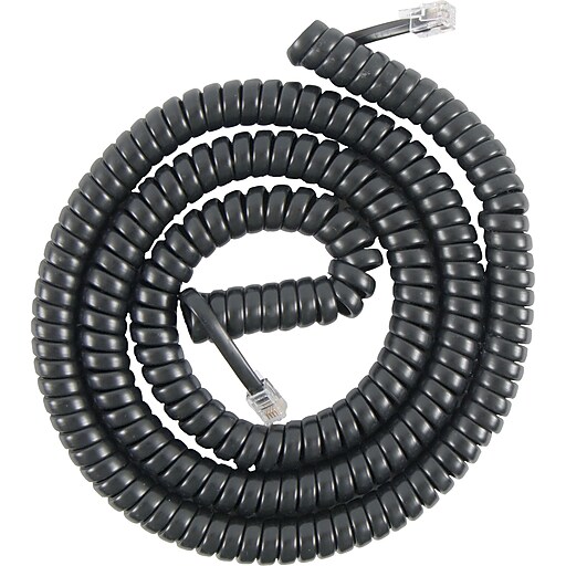 Power Gear Telephone Coil Cord, Black (12 ft.) Staples