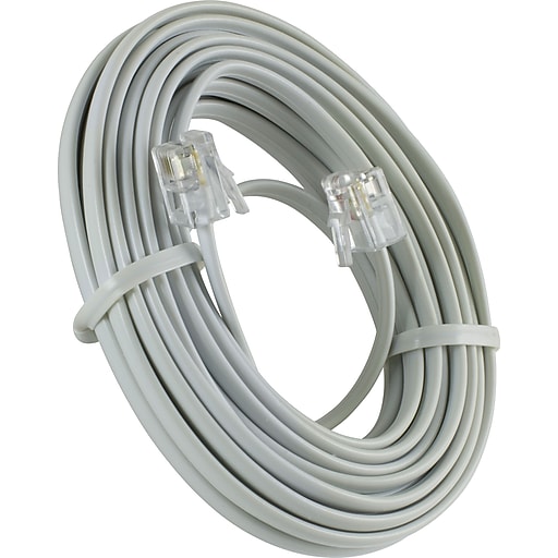 Power Gear 76192 15' Telephone Line Cord, White Staples