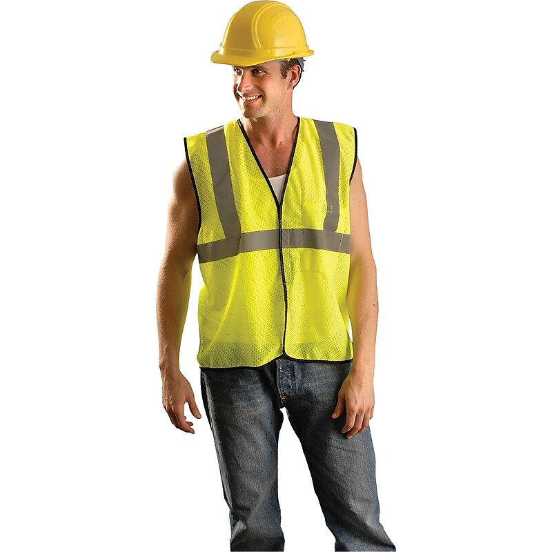 OccuNomix High Visibility Sleeveless Safety Vest, ANSI Class R3, Yellow, Large (ECOGCYL/XL) image 1