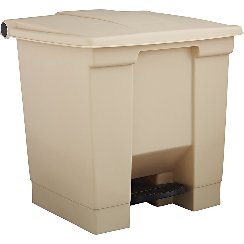 Rubbermaid Plastic Trash Can with Lid, Beige, 8 gal. (FG614300BEIG) image 1