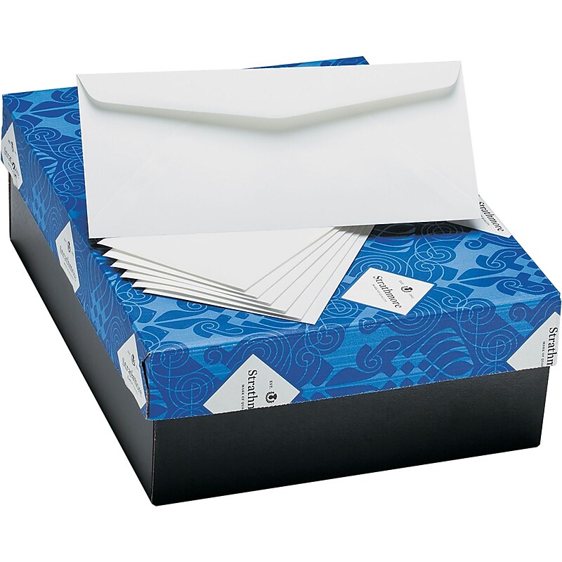 Strathmore 25% Cotton Business Envelopes, Natural White, 4.125" X 9.5", 500/Box (STTM27565) image 1