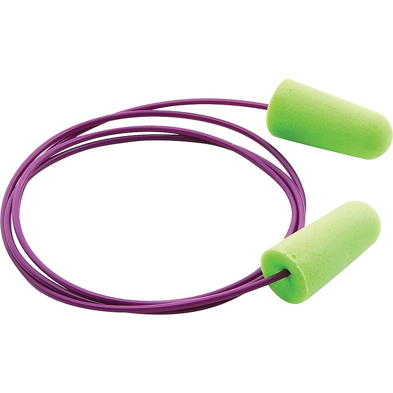 Moldex Glide Foam Twist in Corded Earplugs, NRR 26 dB, Green/Purple, 100/Box (6945) image 1