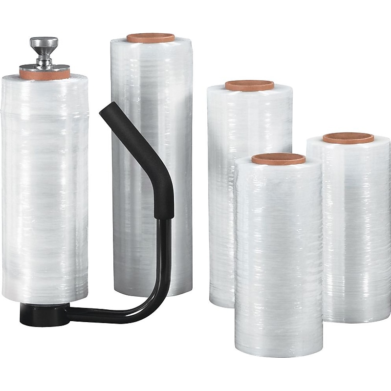 12" x 1500' 90 Gauge Cast Stretch Wrap, Clear, 4/Pack (FSTSF129CAST) image 1